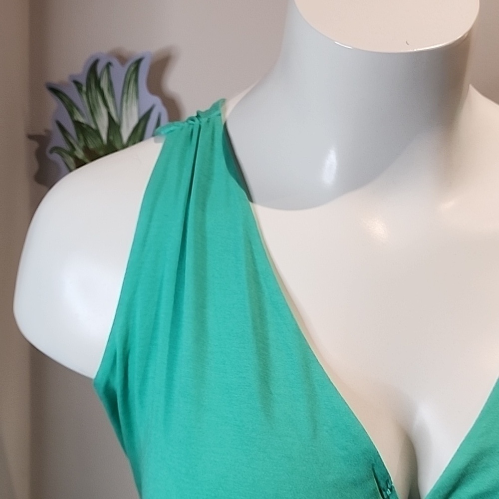 Ava & Viv - Women's V-Neck A-Line Maxi Dress in Aqua Green - Picture 4 of 11